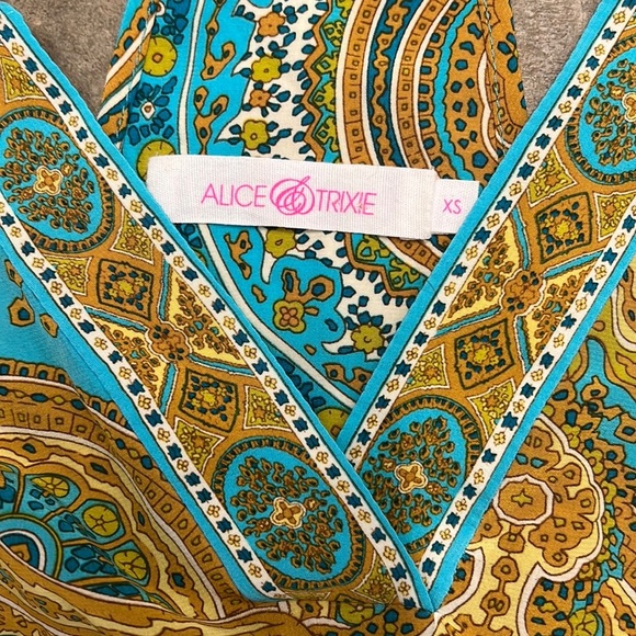 Alice & Trixie Blue and Gold Dress with Paisley Pattern - Picture 3 of 5